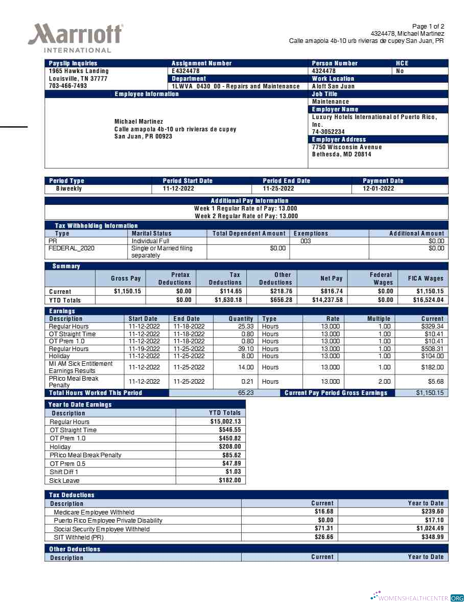 Download Marriott International payslip template in Word and PDF formats.pdf, 1 Photoshop template